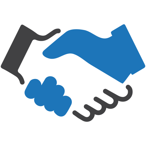 Icône de poignée de main symbolisant la collaboration et le partenariat en SEO